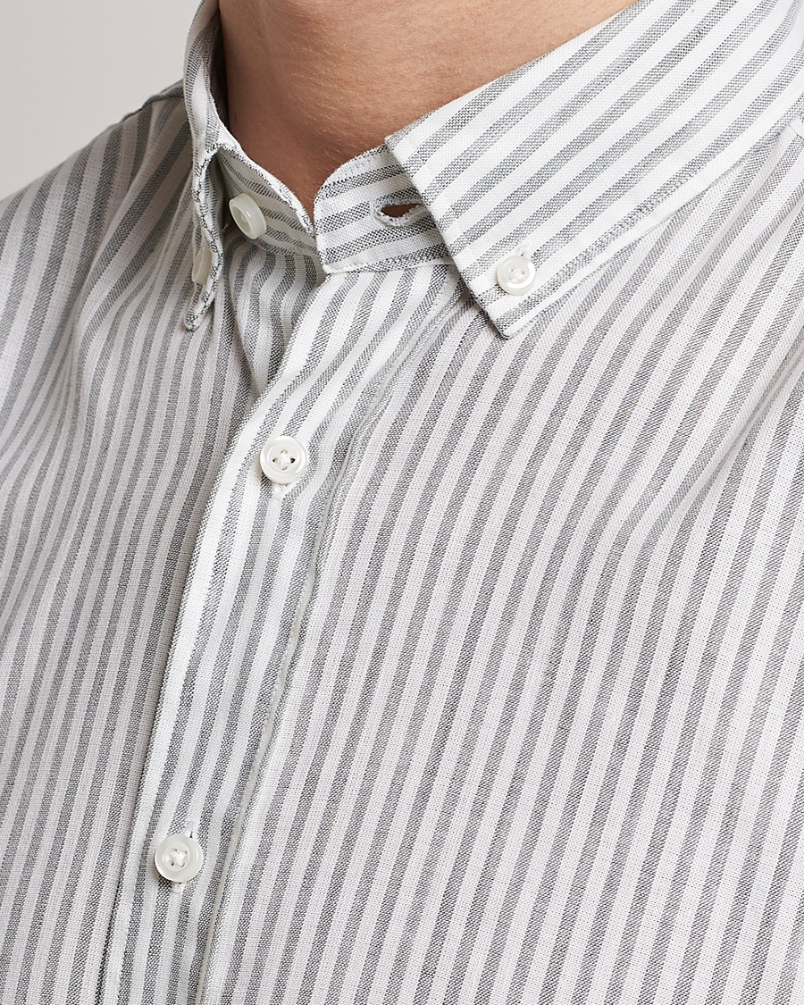 Herren | Hemden | BOSS BLACK | Hal Cotton/Linen Striped Shirt Open Green