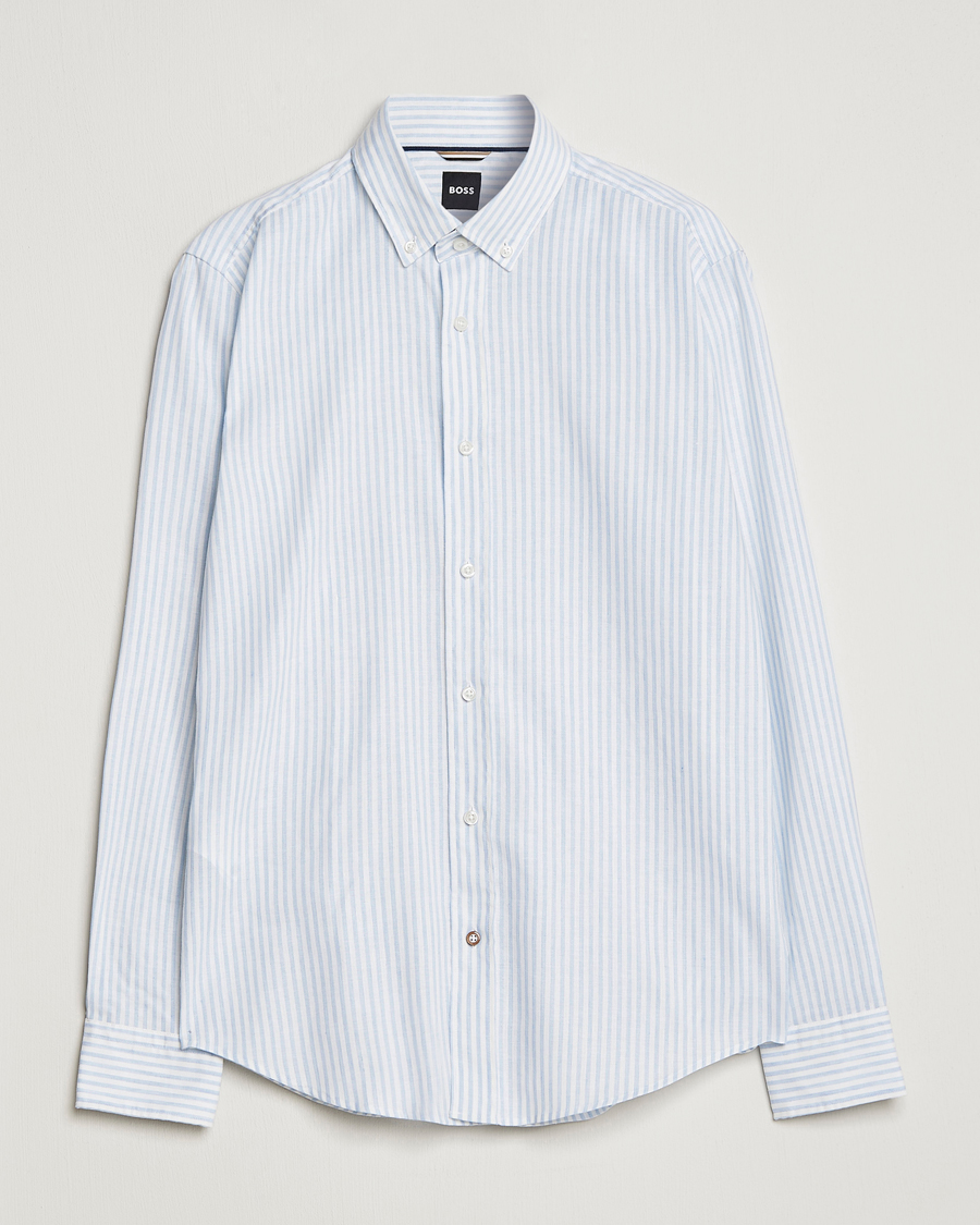Herren | Hemden | BOSS BLACK | Hal Cotton/Linen Striped Shirt Pastel Blue