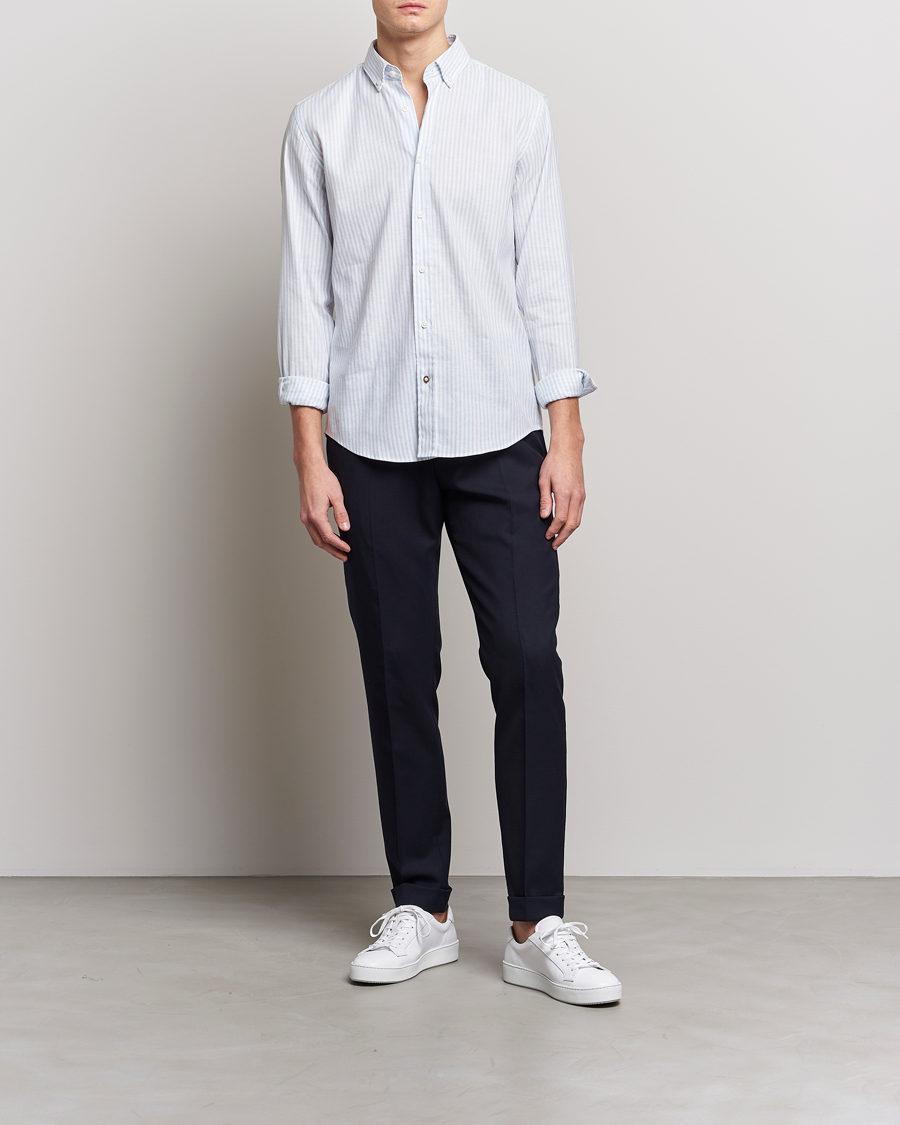 Herren | Hemden | BOSS BLACK | Hal Cotton/Linen Striped Shirt Pastel Blue