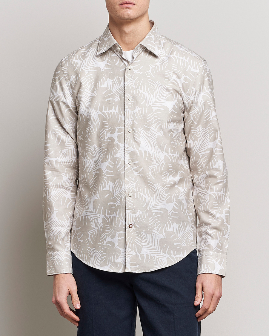 Herren | Hemden | BOSS BLACK | Hal Cotton/Linen Flower Shirt Light Beige