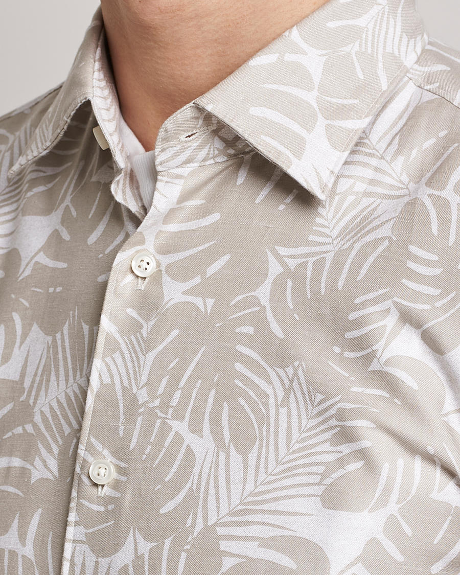 Herren | Hemden | BOSS BLACK | Hal Cotton/Linen Flower Shirt Light Beige
