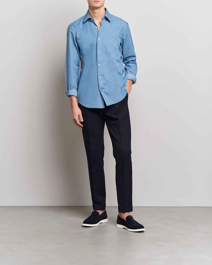 Herren | Hemden | BOSS BLACK | Hal Slim Fit Denim Shirt Open Blue