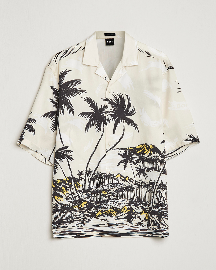 Herren | Hemden | BOSS BLACK | Lars Printed Resort Collar Shirt Open White