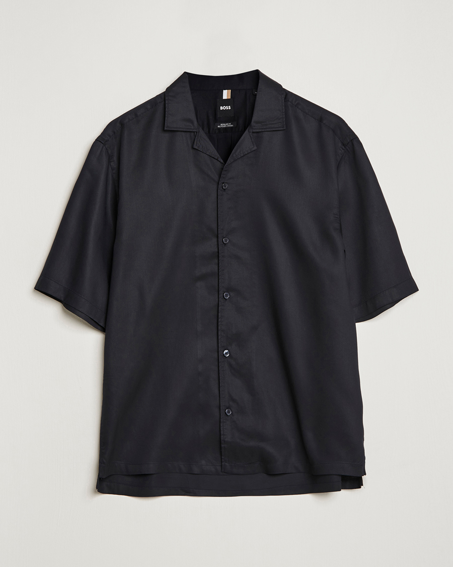 Herren | Hemden | BOSS BLACK | Lars Resort Collar Short Sleeve Black