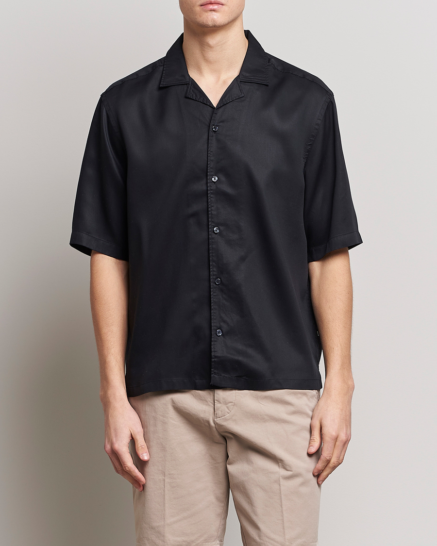 Herren | Hemden | BOSS BLACK | Lars Resort Collar Short Sleeve Black