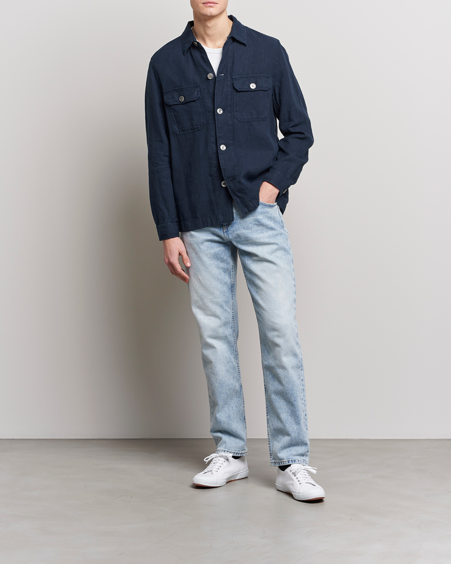 Herren | Hemden | BOSS BLACK | Carper Linen Overshirt Dark Blue