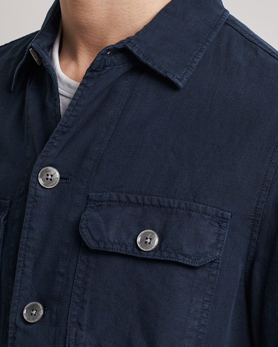 Herren | Hemden | BOSS BLACK | Carper Linen Overshirt Dark Blue