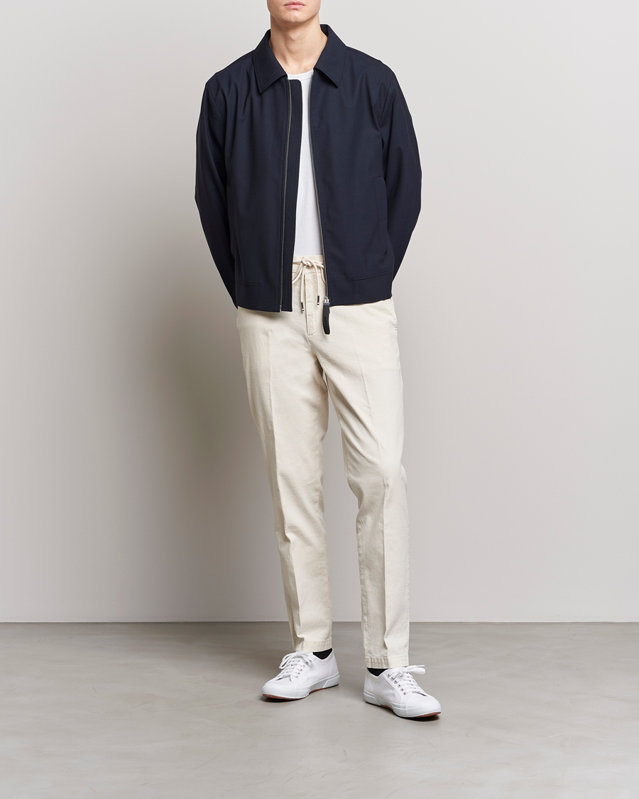 Herren | Hosen | BOSS BLACK | Kane Cotton/Linen Drawstring Trousers Open White