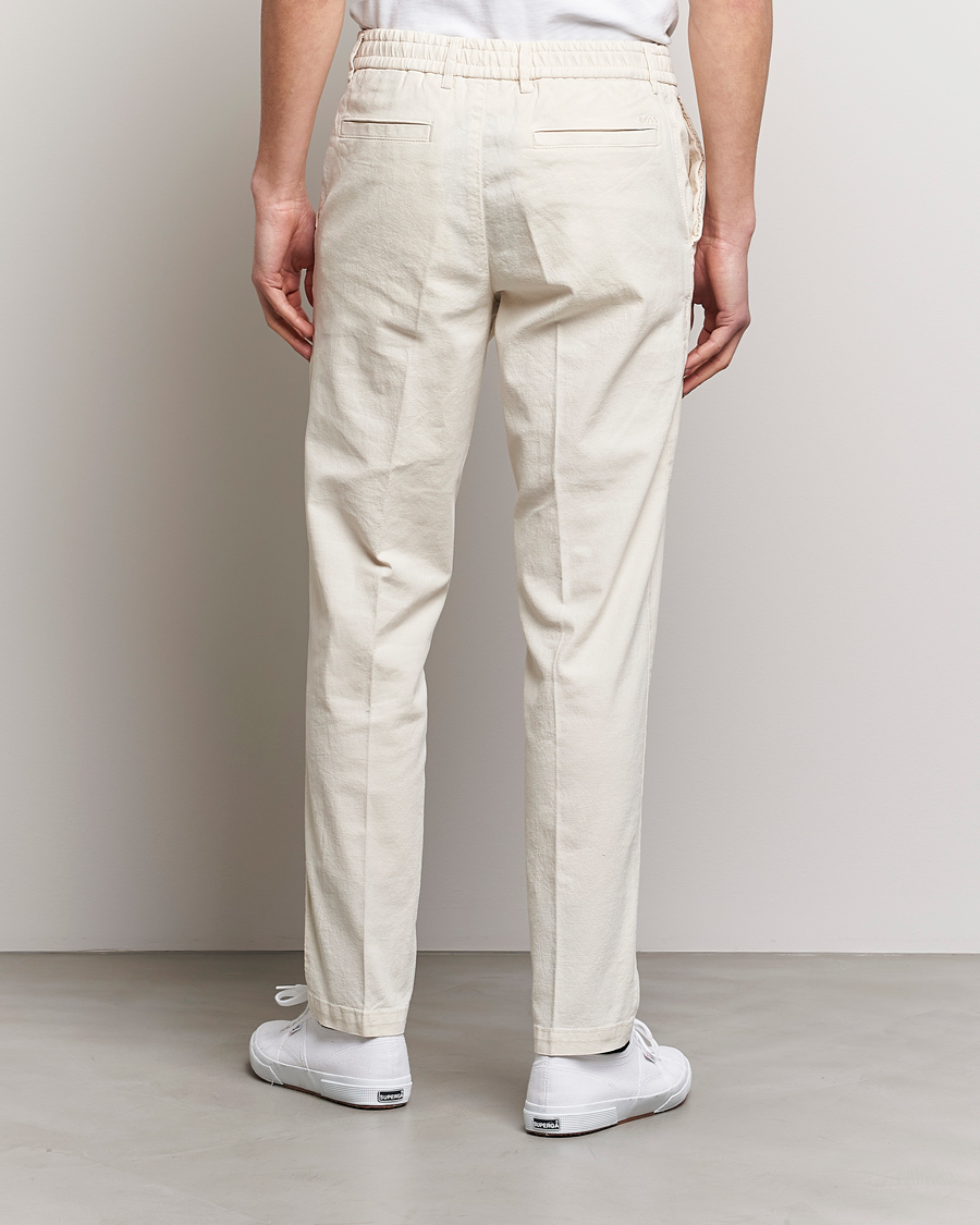 Herren | Hosen | BOSS BLACK | Kane Cotton/Linen Drawstring Trousers Open White