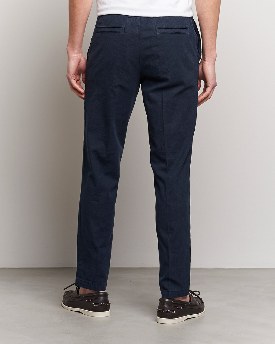 Herren | Hosen | BOSS BLACK | Kane Cotton/Linen Drawstring Trousers Dark Blue