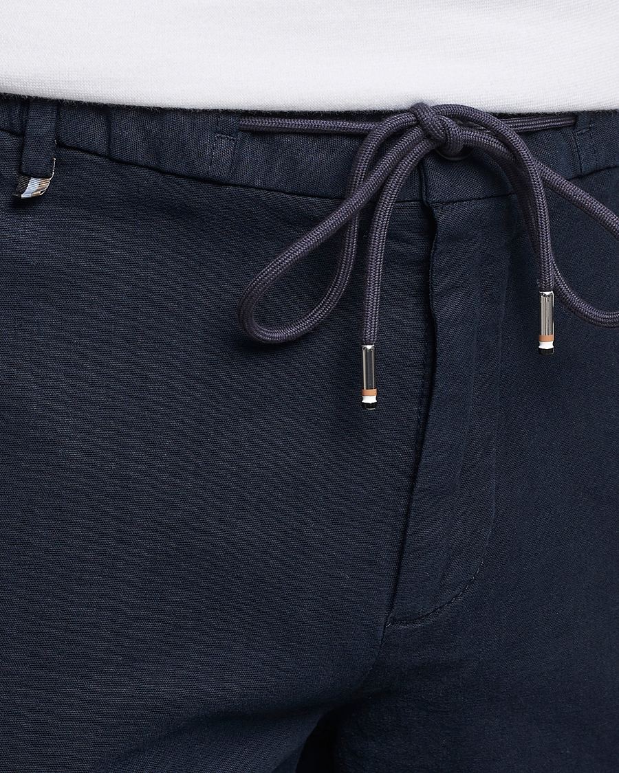 Herren | Hosen | BOSS BLACK | Kane Cotton/Linen Drawstring Trousers Dark Blue