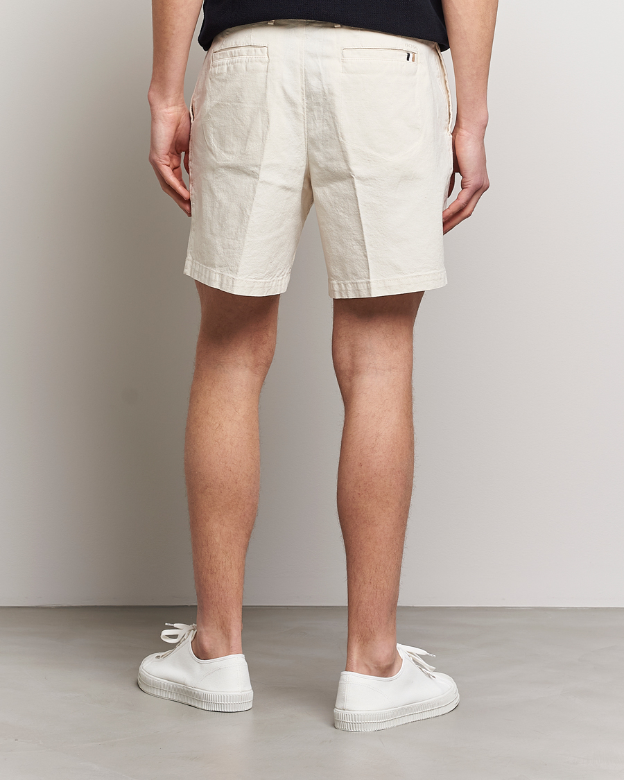Herren | Shorts | BOSS BLACK | Karlos Cotton/Linen Shorts Open White