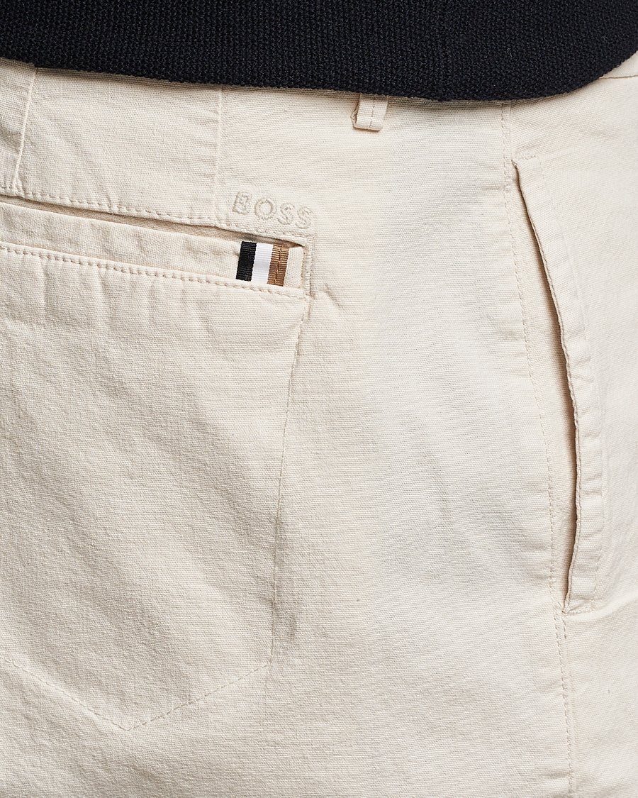 Herren | Shorts | BOSS BLACK | Karlos Cotton/Linen Shorts Open White