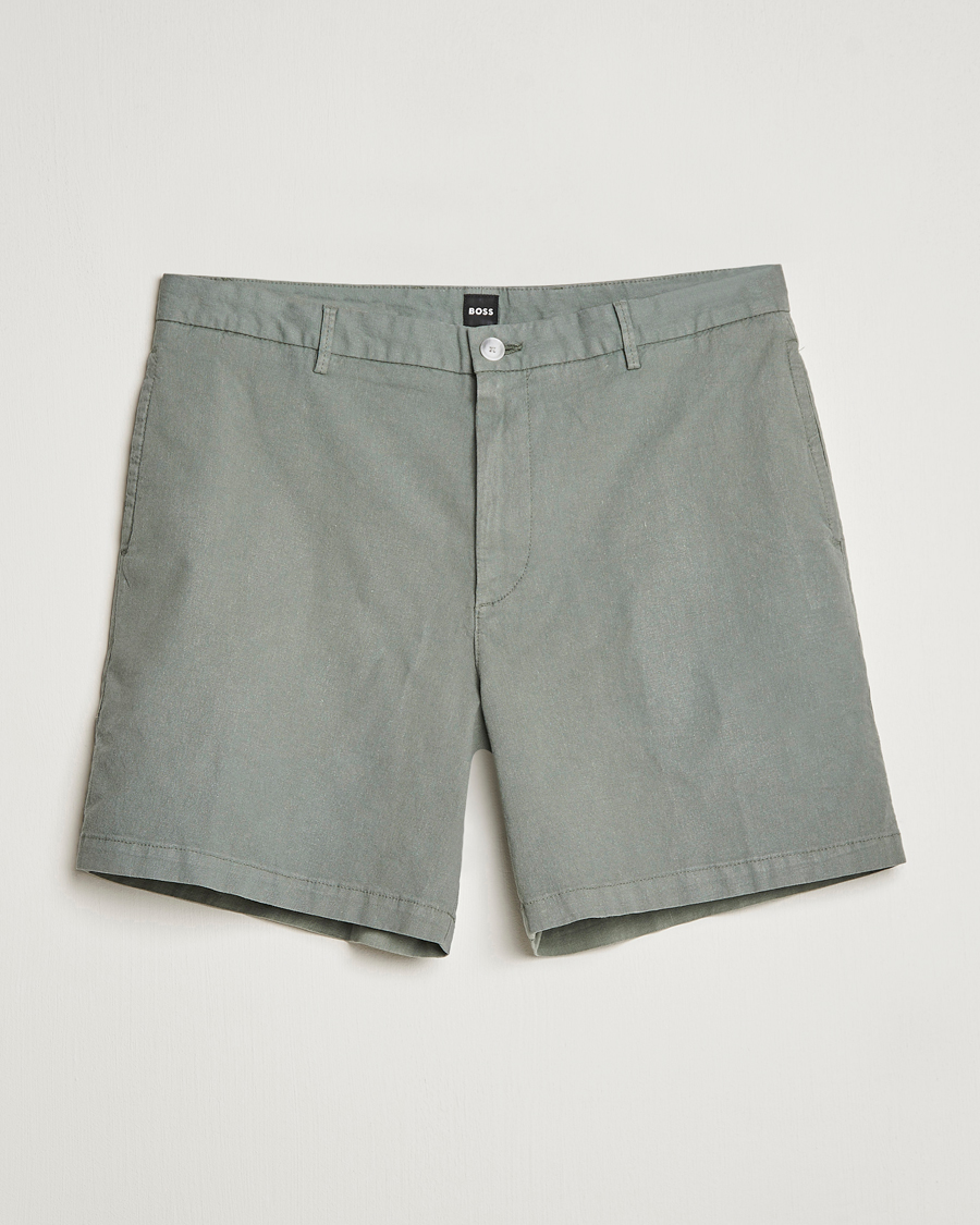 Herren | Shorts | BOSS BLACK | Karlos Cotton/Linen Shorts Open Green