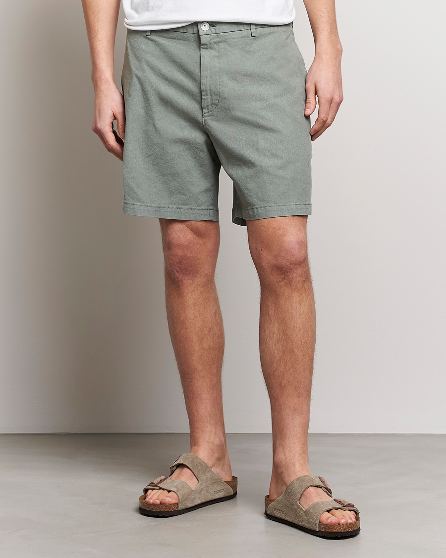 Herren | Shorts | BOSS BLACK | Karlos Cotton/Linen Shorts Open Green
