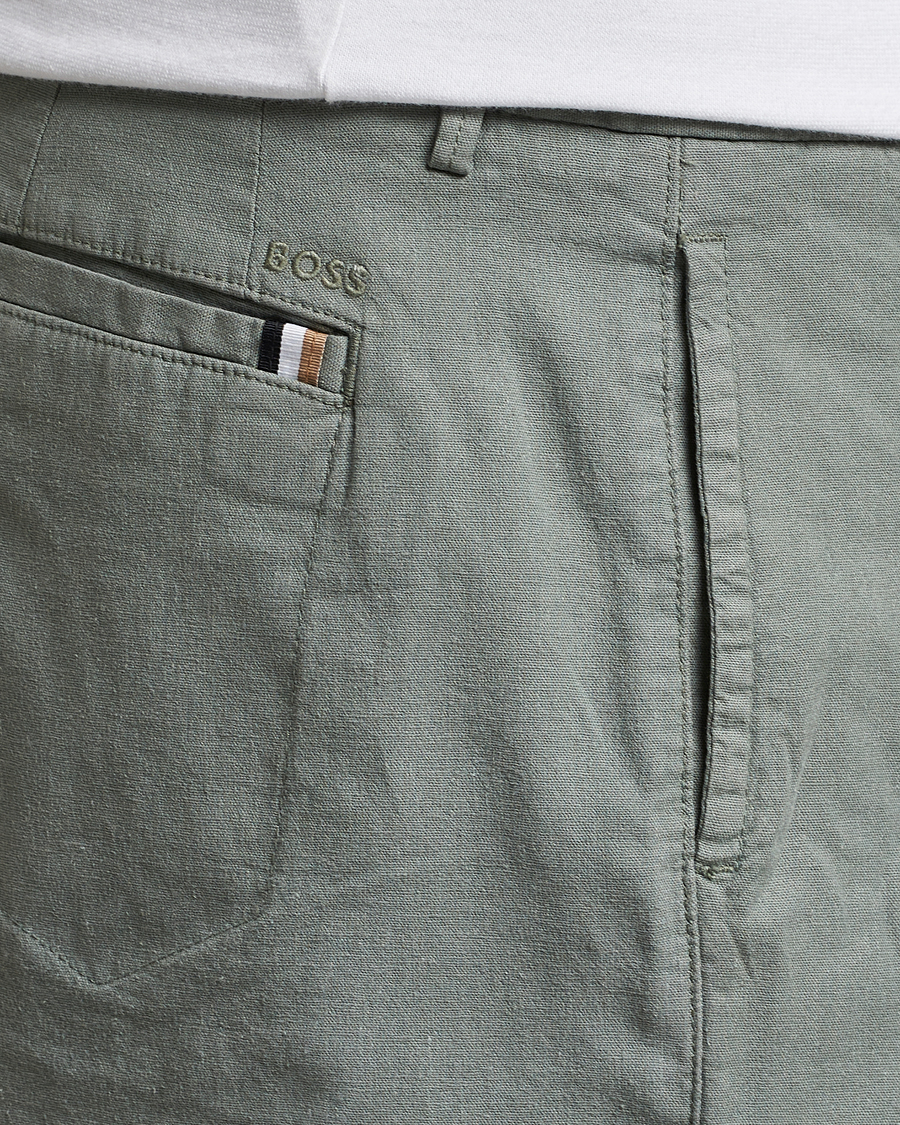 Herren | Shorts | BOSS BLACK | Karlos Cotton/Linen Shorts Open Green