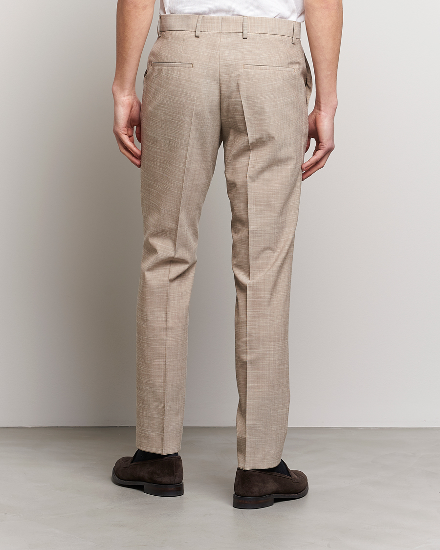 Herren | Hosen | BOSS BLACK | Genius Wool/Cotton Pleated Trousers Light Beige