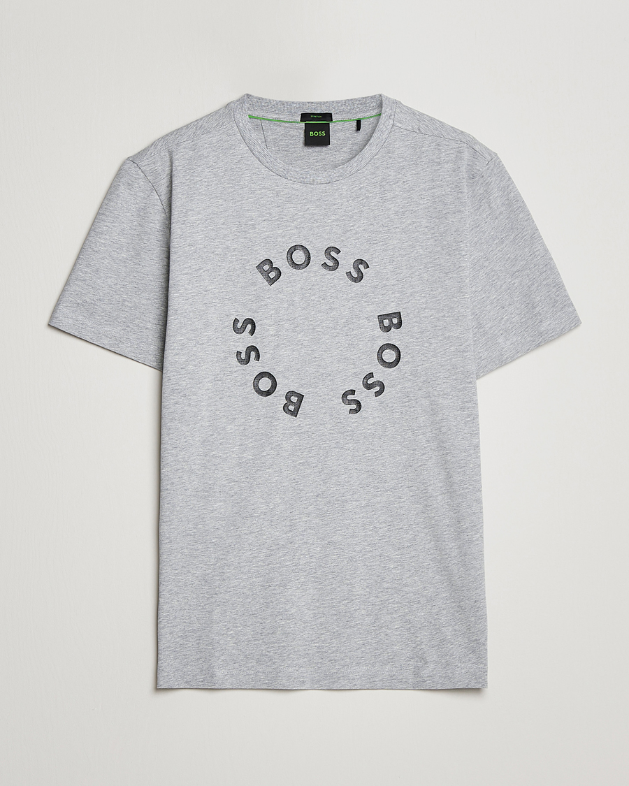 Herren | T-Shirts | BOSS GREEN | Circle Logo Crew Neck T-Shirt Light Grey
