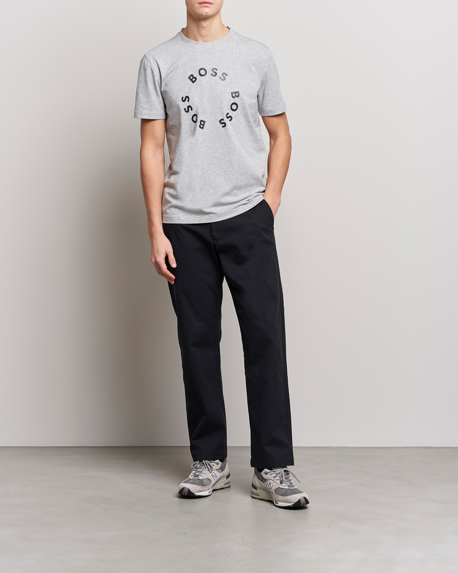 Herren | T-Shirts | BOSS GREEN | Circle Logo Crew Neck T-Shirt Light Grey