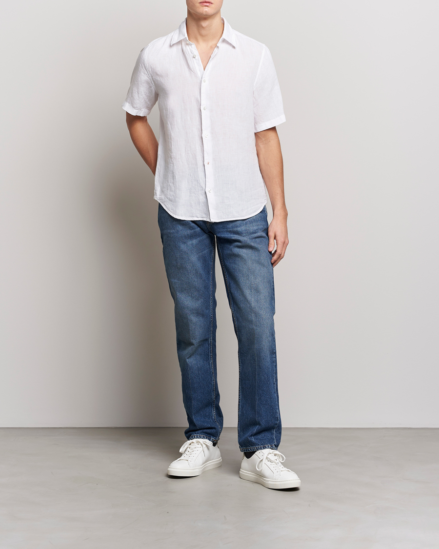 Herren | Hemden | BOSS ORANGE | Rash Linen Short Sleeve Shirt White