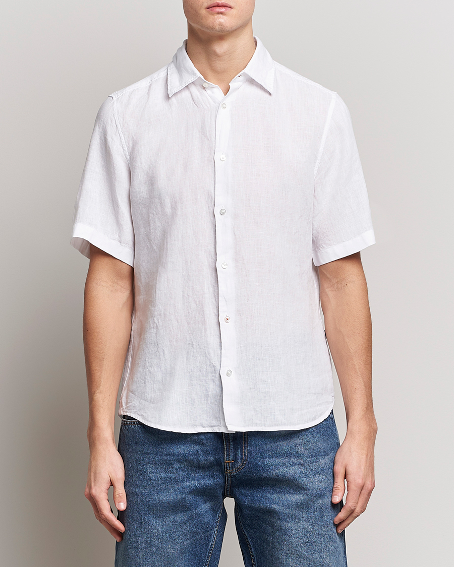 Herren | Hemden | BOSS ORANGE | Rash Linen Short Sleeve Shirt White