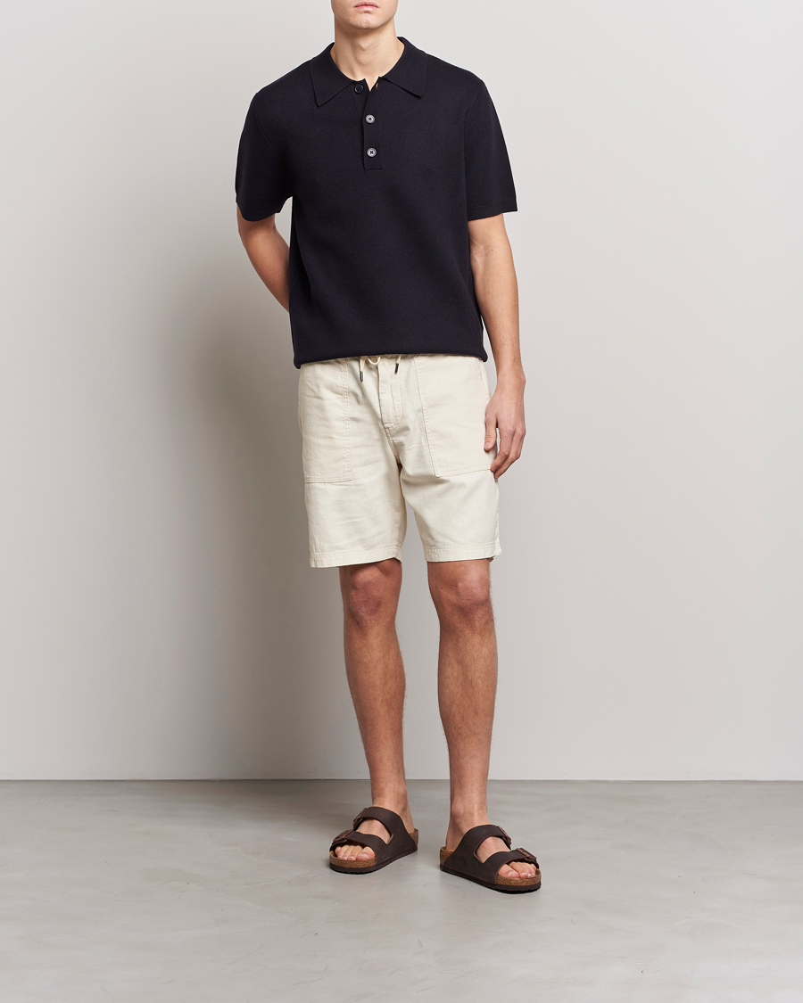 Herren | Shorts | BOSS ORANGE | Sisla Cotton/Linen Drawstring Shorts Light Beige