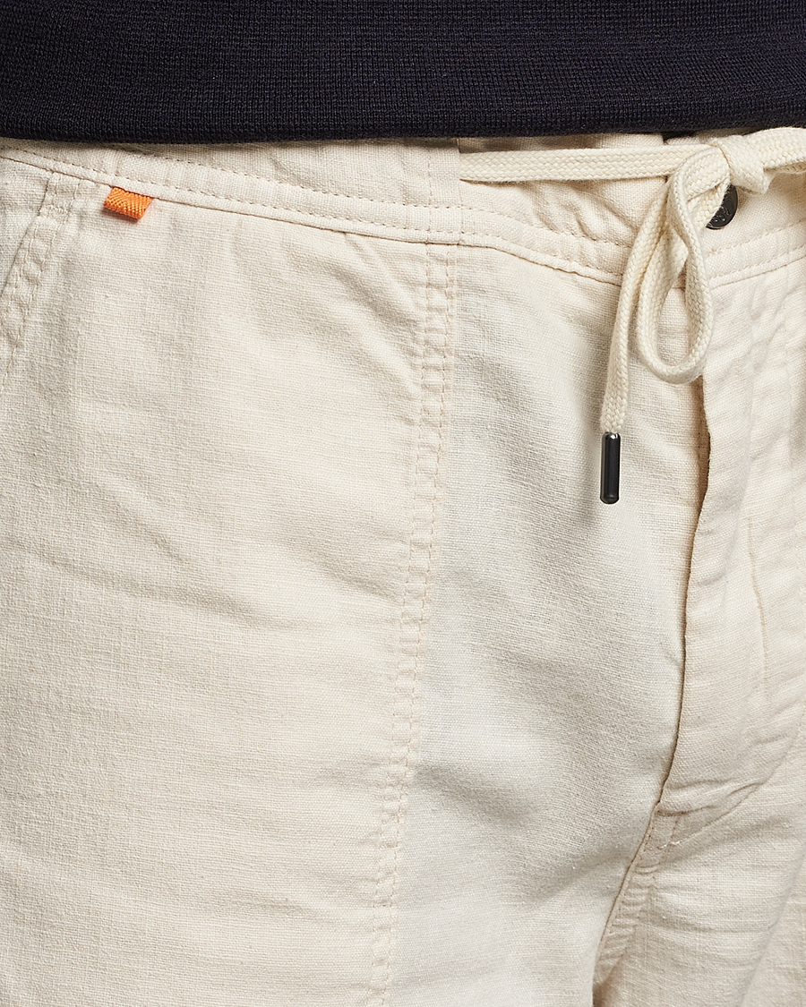 Herren | Shorts | BOSS ORANGE | Sisla Cotton/Linen Drawstring Shorts Light Beige