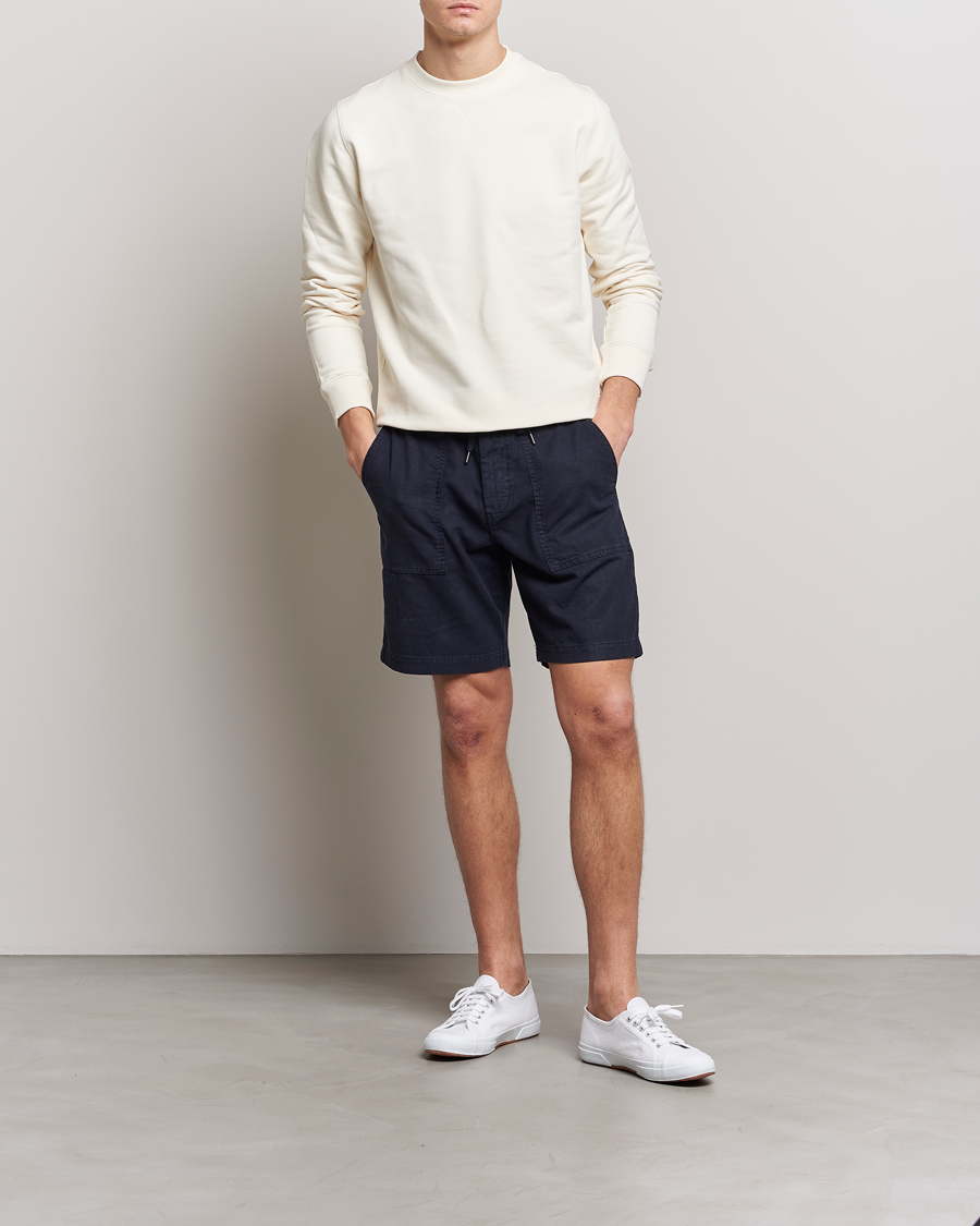 Herren | Shorts | BOSS ORANGE | Sisla Cotton/Linen Drawstring Shorts Dark Blue
