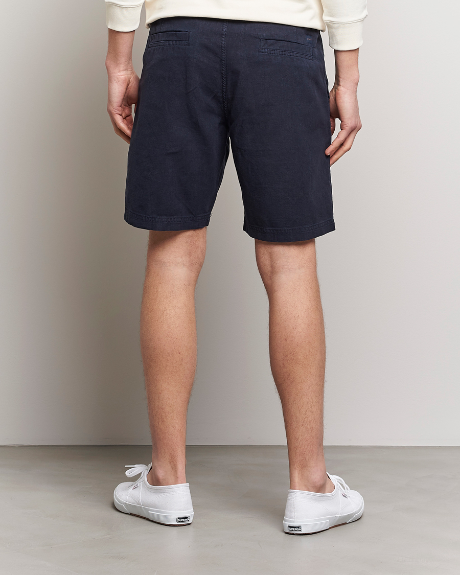 Herren | Shorts | BOSS ORANGE | Sisla Cotton/Linen Drawstring Shorts Dark Blue
