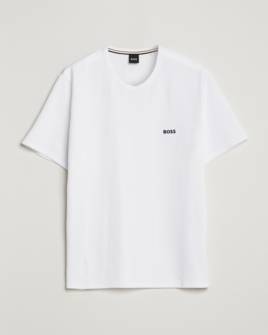 Herren | T-Shirts | BOSS BLACK | Waffle Logo Crew Neck T-Shirt Open White