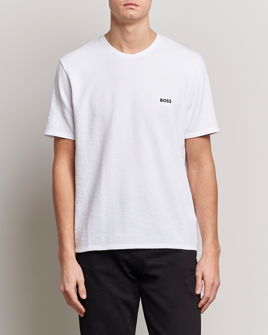 Herren | T-Shirts | BOSS BLACK | Waffle Logo Crew Neck T-Shirt Open White