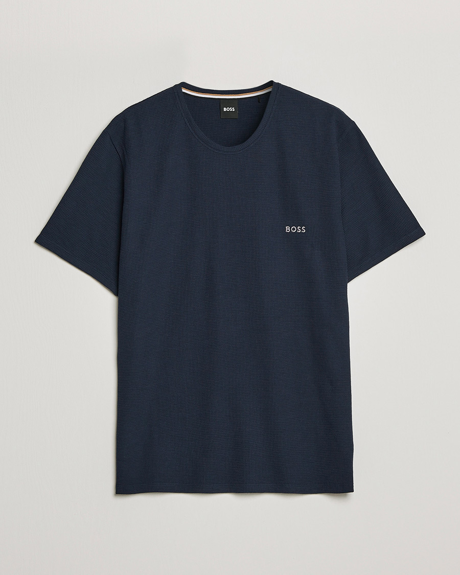 Herren | T-Shirts | BOSS BLACK | Waffle Logo Crew Neck T-Shirt Dark Blue