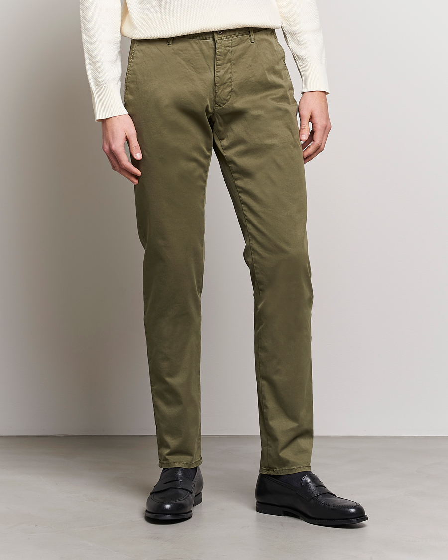Herren | Hosen | Incotex | Slim Fit Garment Dyed Slacks Olive