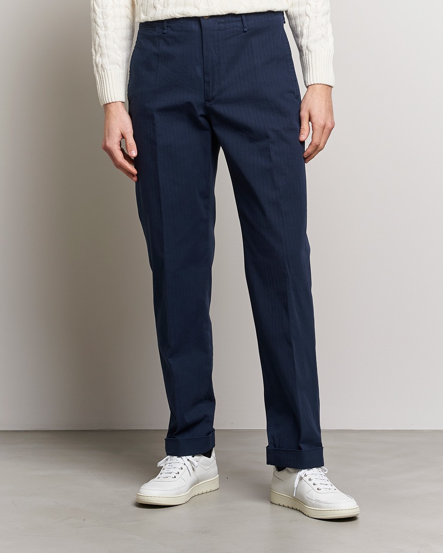 Herren | Hosen | Incotex | Regular Fit Herringbone Chinos Navy