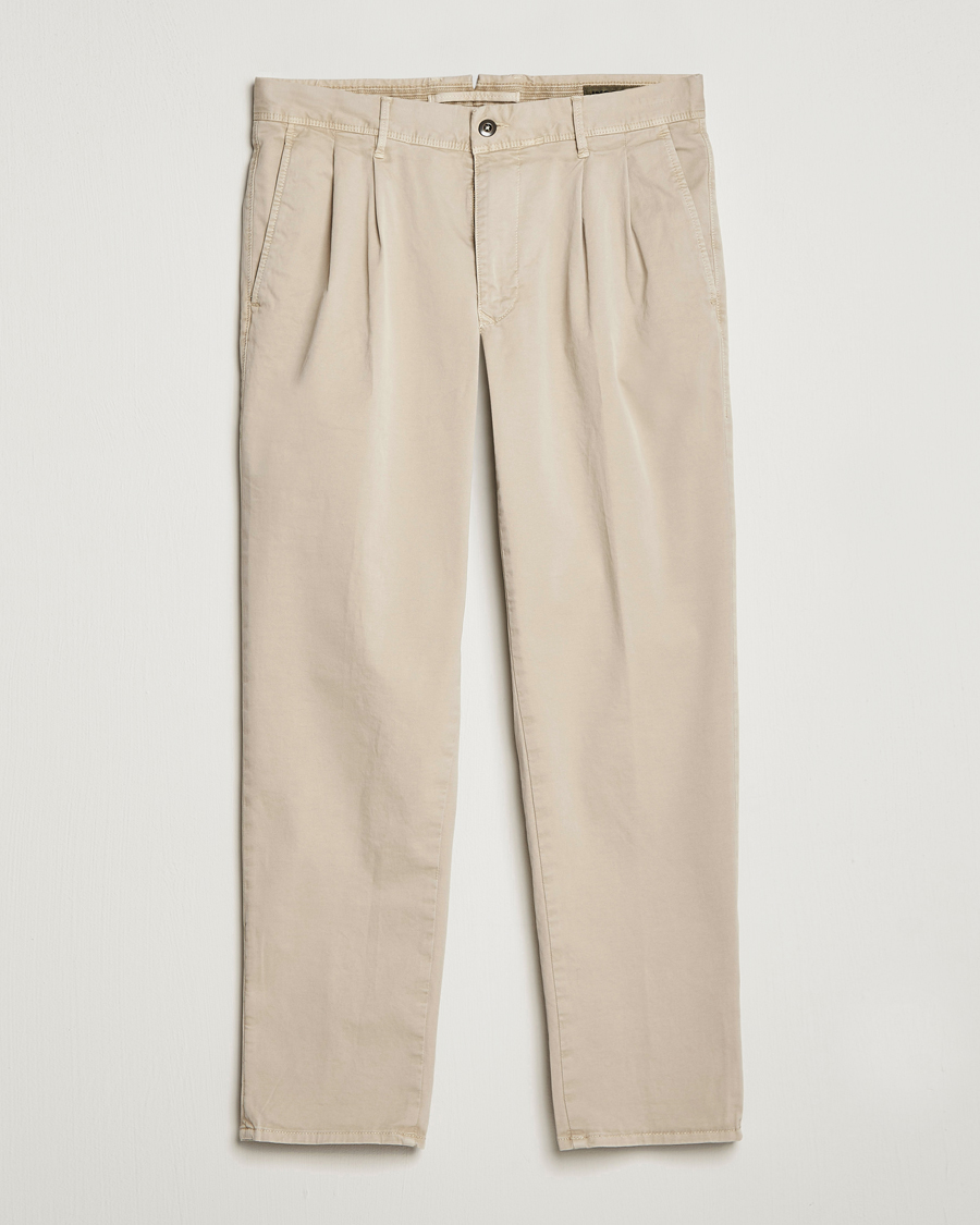 Herren | Hosen | Incotex | Tapered Fit Pleated Slacks Beige