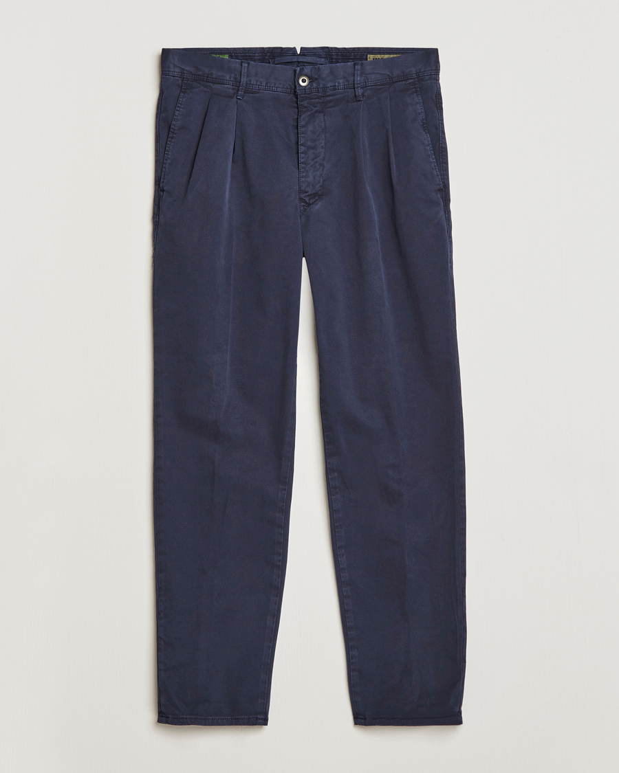 Herren | Hosen | Incotex | Tapered Fit Pleated Slacks Navy