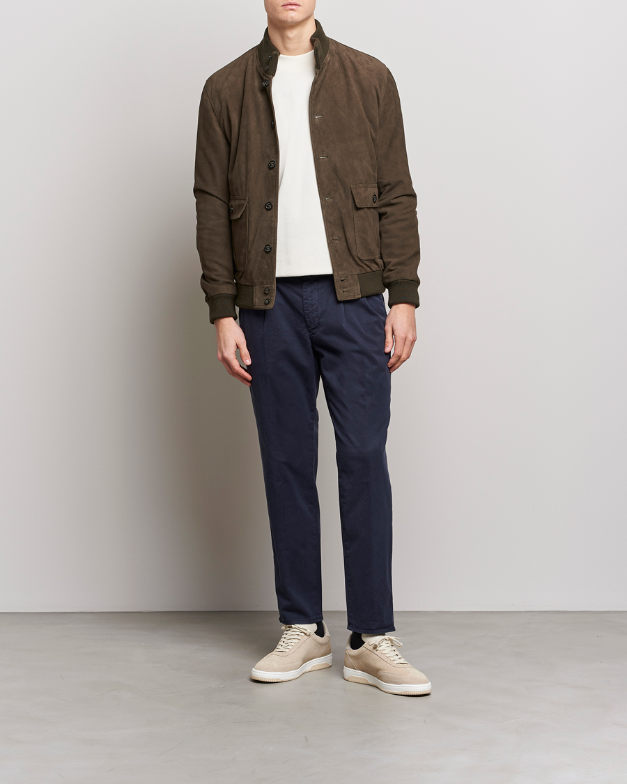 Herren | Hosen | Incotex | Tapered Fit Pleated Slacks Navy