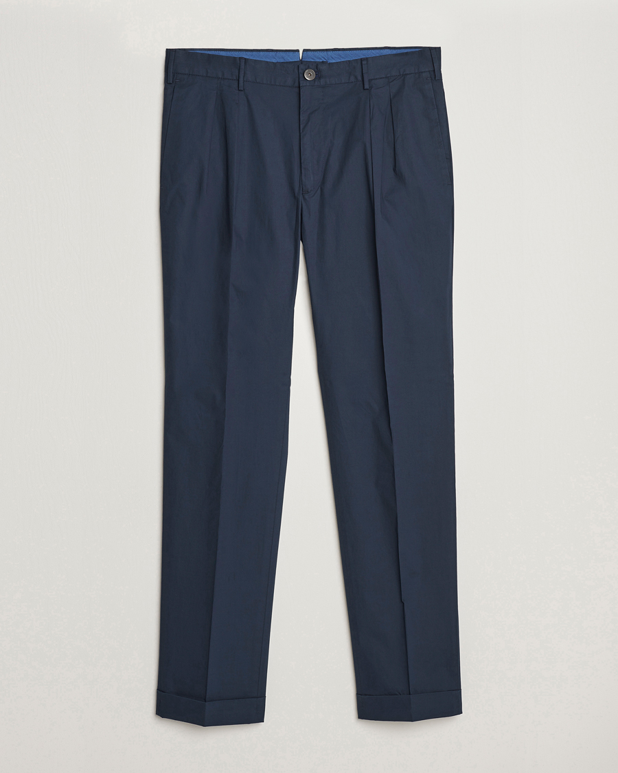 Herren | Hosen | Incotex | Carrot Fit Popelino Lightweight Cotton Trousers Navy