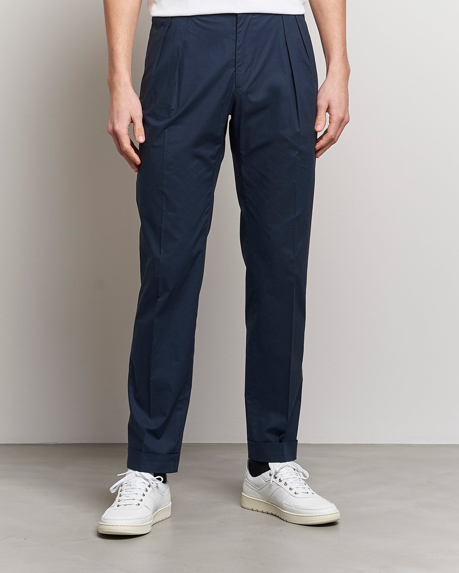 Herren | Hosen | Incotex | Carrot Fit Popelino Lightweight Cotton Trousers Navy