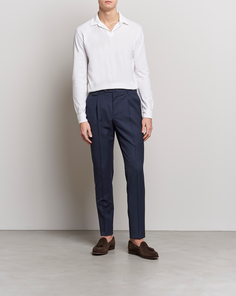 Herren | Pullover | Zanone | Ice Cotton Long Sleeve Polo White