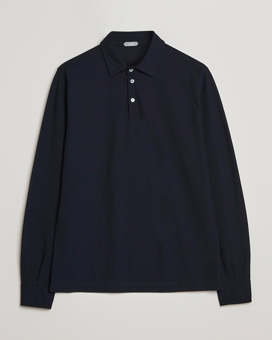 Herren | Pullover | Zanone | Ice Cotton Long Sleeve Polo Navy