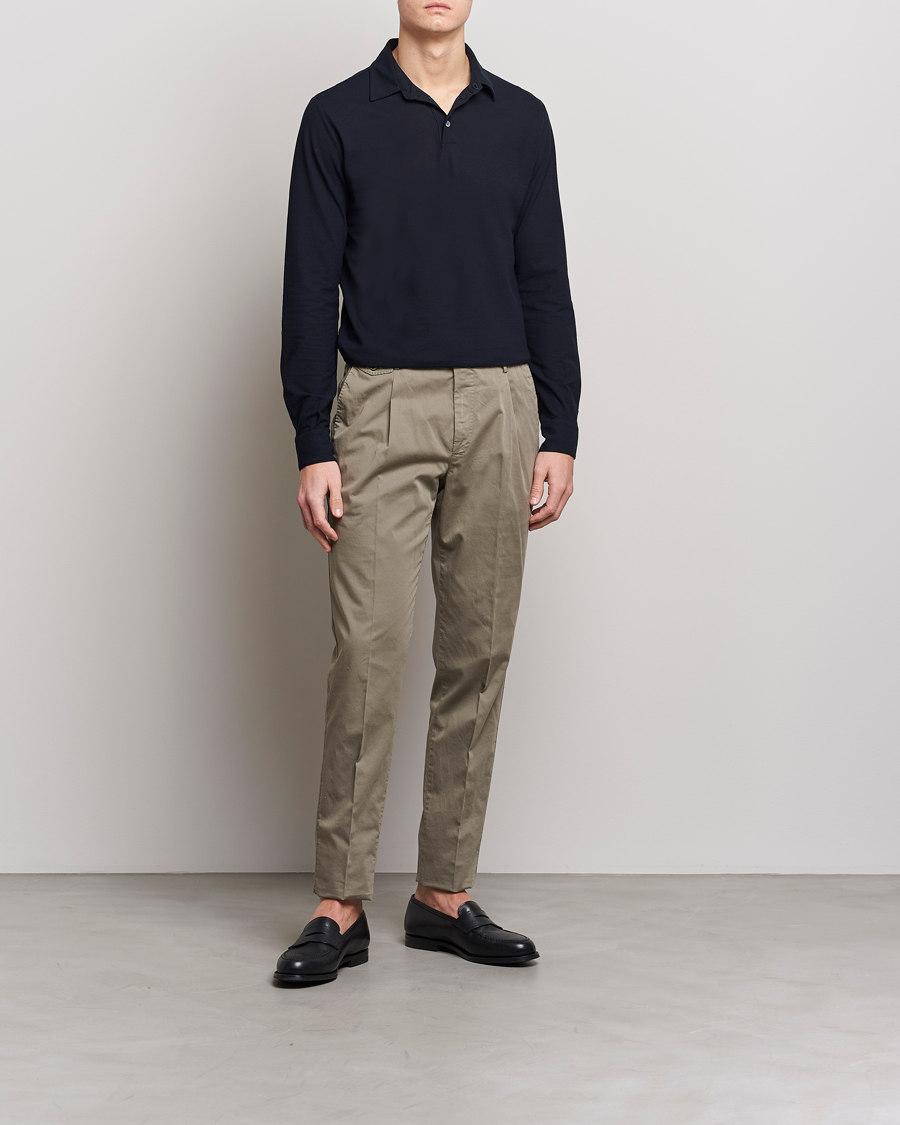 Herren | Pullover | Zanone | Ice Cotton Long Sleeve Polo Navy