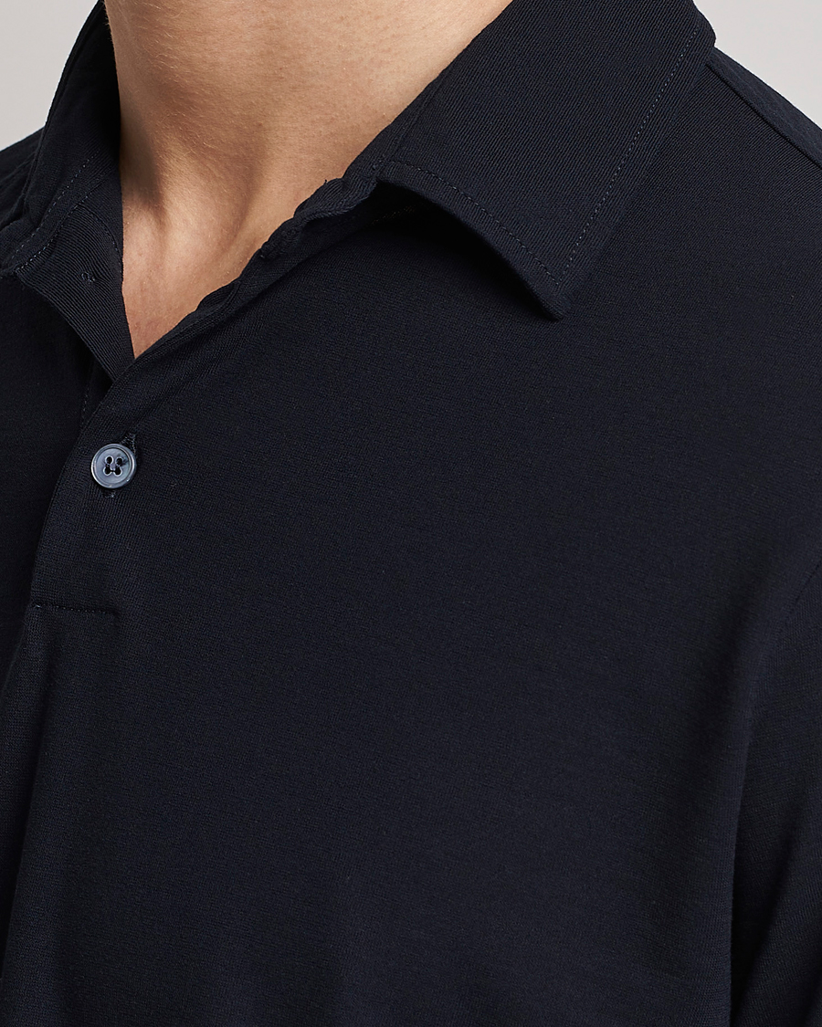 Herren | Pullover | Zanone | Ice Cotton Long Sleeve Polo Navy