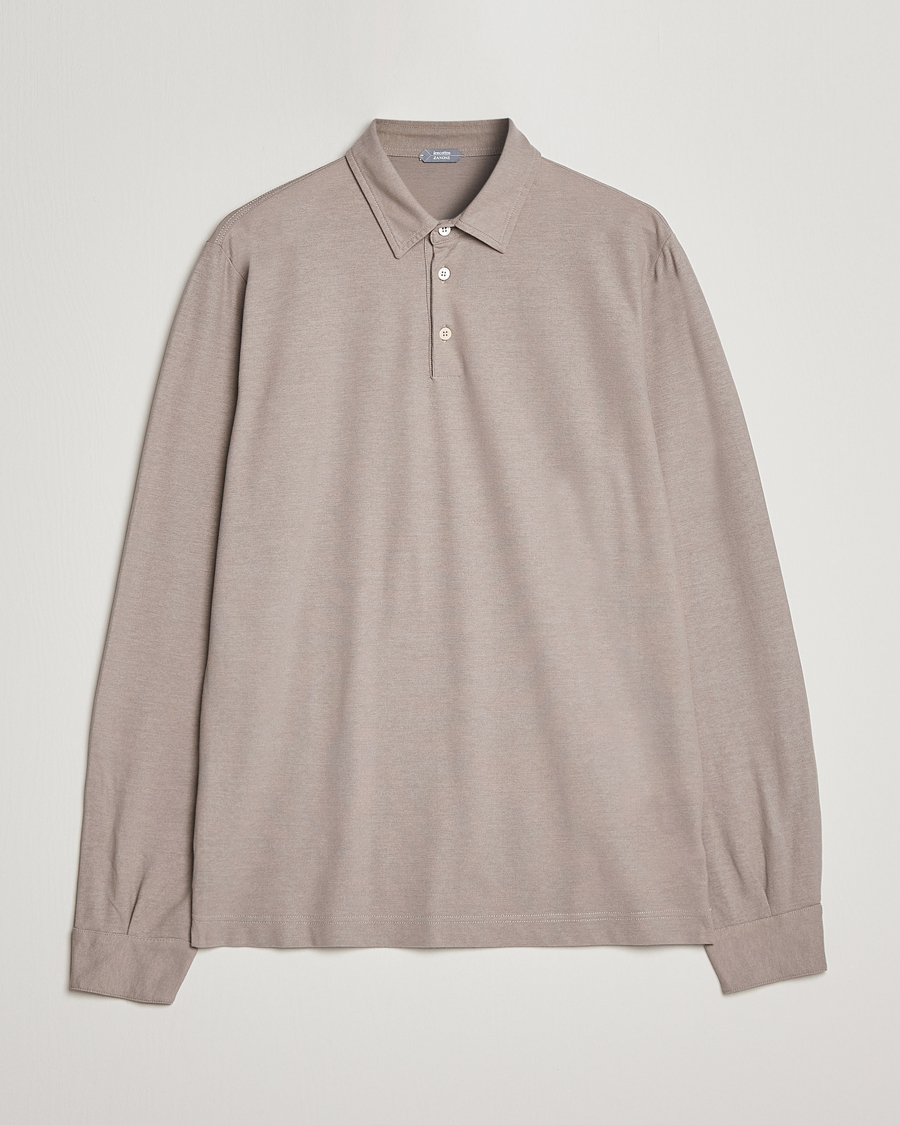 Herren | Pullover | Zanone | Ice Cotton Long Sleeve Polo Beige