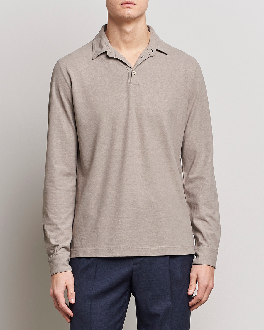 Herren | Pullover | Zanone | Ice Cotton Long Sleeve Polo Beige