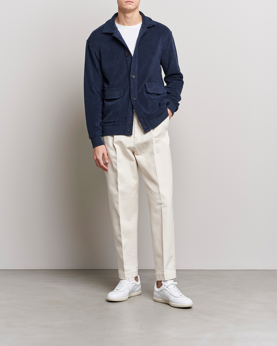 Herren | Pullover | Zanone | Terry Cotton Jersey Jacket Navy