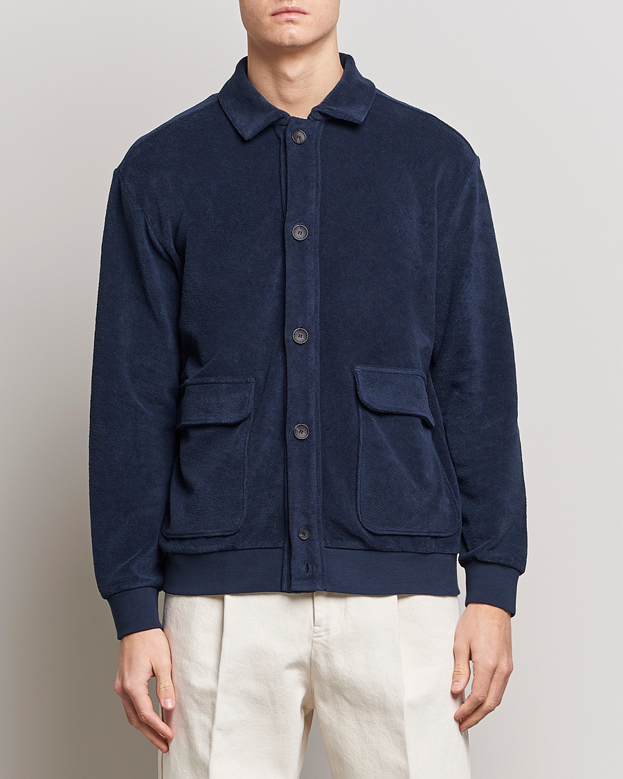 Herren | Pullover | Zanone | Terry Cotton Jersey Jacket Navy