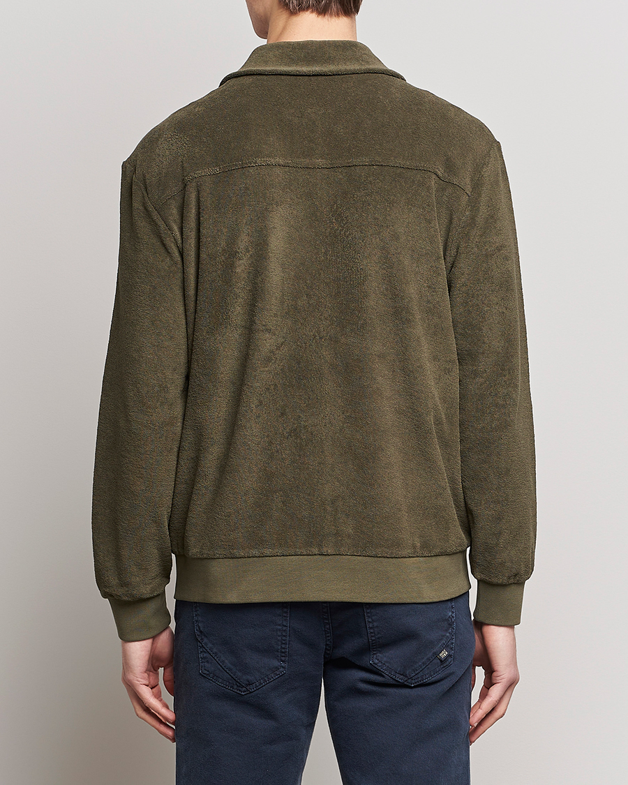 Herren | Pullover | Zanone | Terry Cotton Jersey Jacket Dark Olive