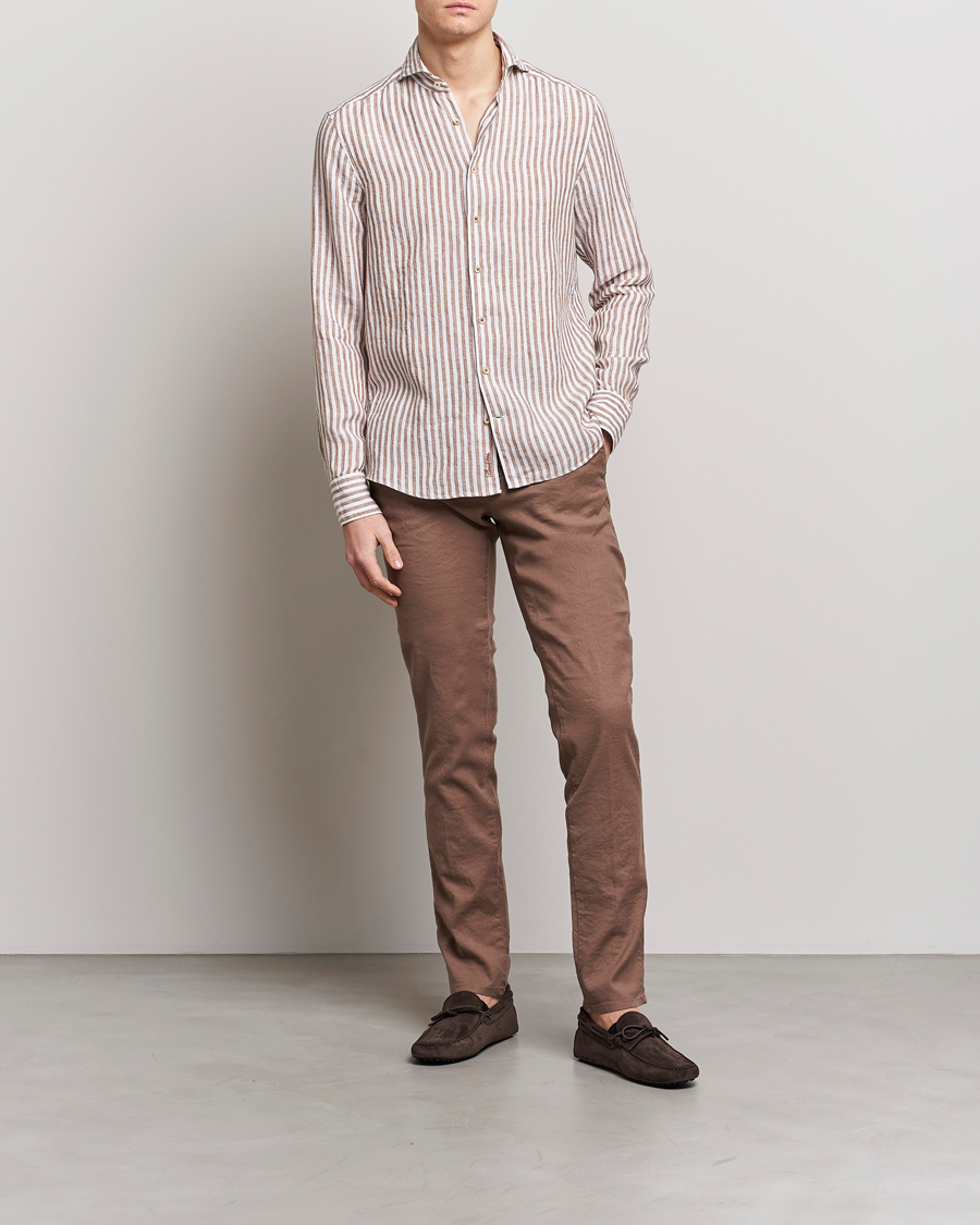 Herren | Hosen | Incotex | Slim Fit Cotton/Linen Slacks Brown
