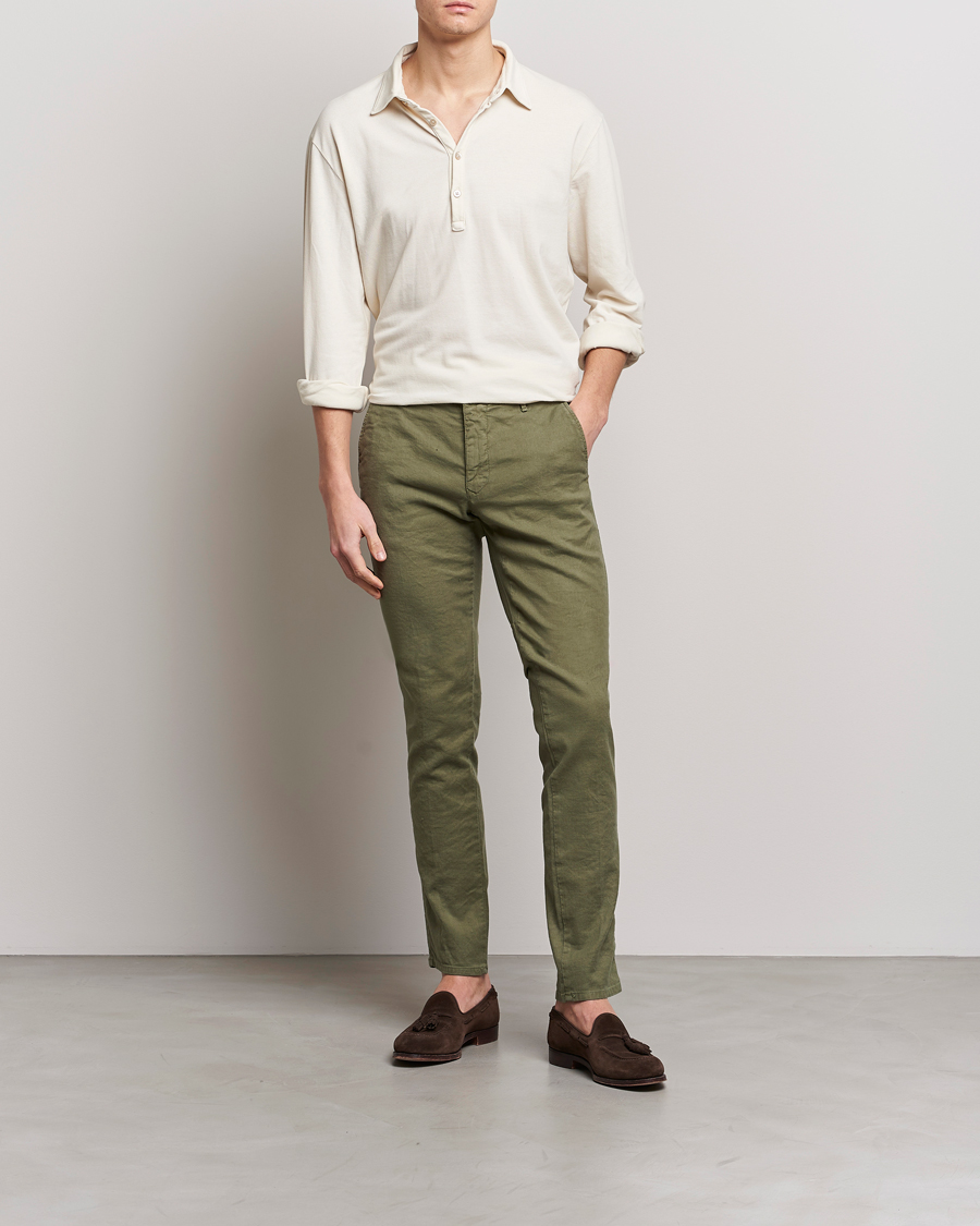Herren | Hosen | Incotex | Slim Fit Cotton/Linen Slacks Olive